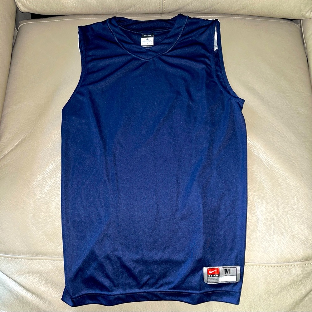 NIKE Team Dri-Fit Basketball Jersey Sleeveless Tank Top sz Men M navy polyester